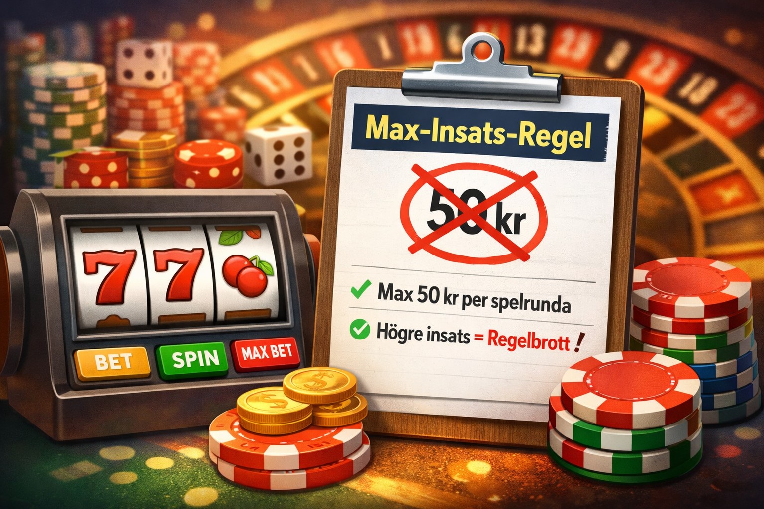Förklaring av max insats regeln på casino bonusar